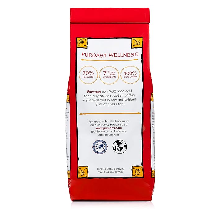 Puroast Low Acid Coffee Flavored Coffee | Bourbon Pecan Torte Ground | Medium Roast | High Antioxidants & High pH |No Bitter Aftertaste | Reduced Heartburn & GERD | Suitable for Cold Brew - 12 oz