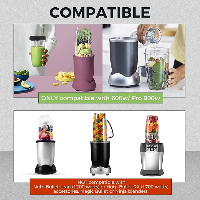 2 Pack Blender 32OZ Cup with Lid, Compatible with Nutribullet 600W 900W Blender Juicer Accessory