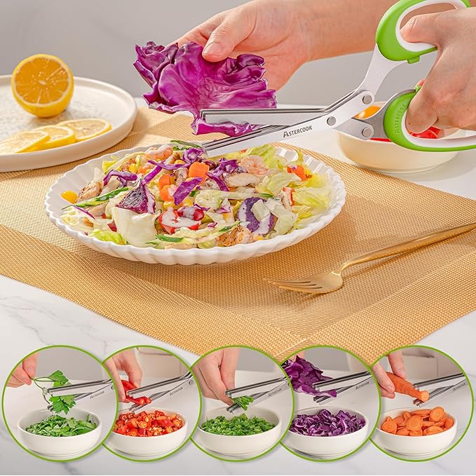 Updated Herb Scissors Set Doesn't Get Stuck Easily Herb, Herb Scissors With 3 Blades Cleaning Comb for Cutting Garden Herbs, Cilantro, Green Onion, etc. Sharp and Anti-rust Stainless Steel-2 PACK