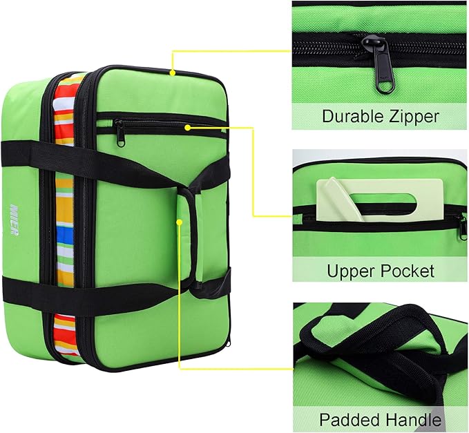 MIER Insulated Double Casserole Carrier Thermal Lunch Tote for Potluck Parties, Picnic, Beach, Fits 9 x 13 Inches Casserole Dish, Expandable by Mid Zipper, Green