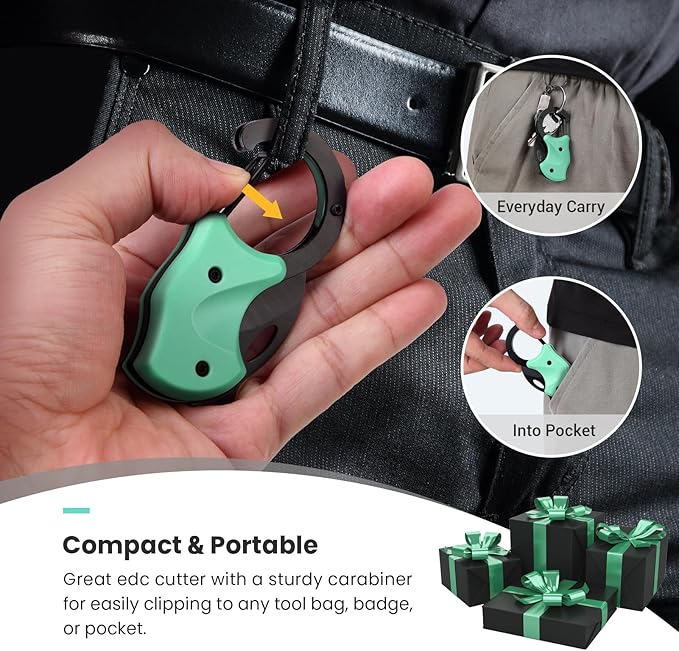 Small Pocket Knife for Men, Cool Folding Knife Box Cutter with 1.34 inch Sharp Blade, EDC Knives Tool for Everyday Carry, Great Gift for Men (Light Blue)