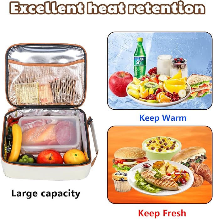 Hap Tim Insulated Lunch Bag Women, Reusable Lunch Box for Women & Men, Adluts Lunchbox for Work, Portable Lunchbag（18654-BE）