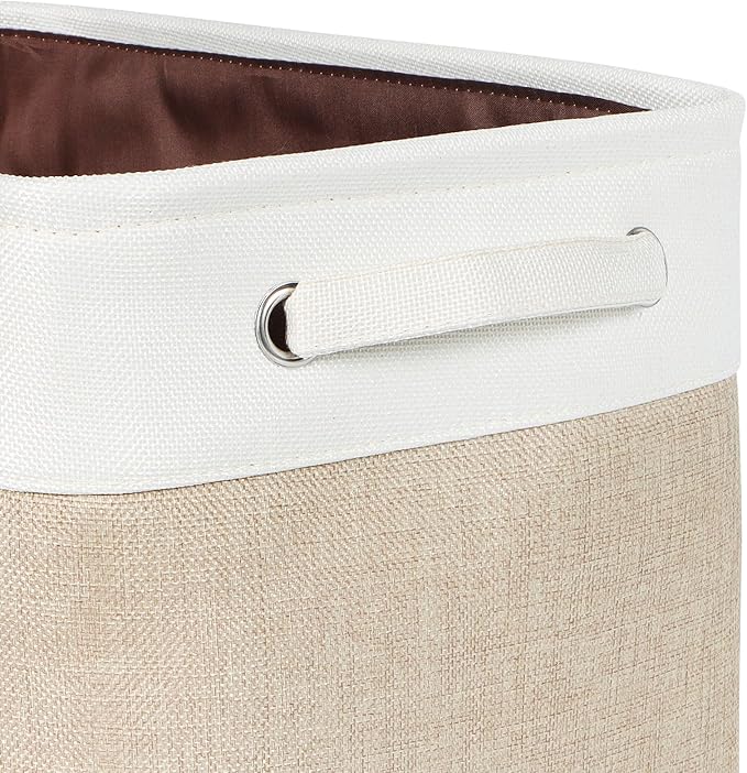 Kntiwiwo Foldable Storage Bin Collapsible Fabric Storage Basket Cube with Durable Handles Closet Organizer Bins for Organizing Shelves Drawers, Set of 3, 12" x 10" x 9.5", Beige