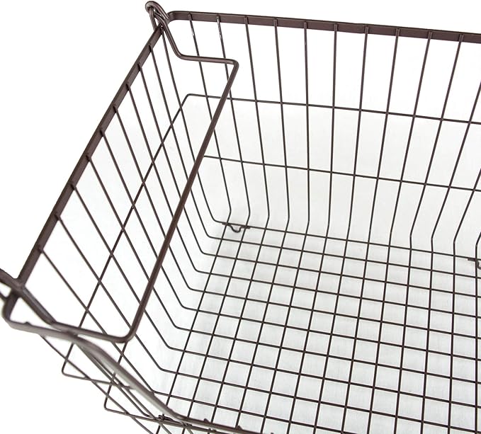 DII Metal Wire Mesh Stackable Utility Storage Bin, Large Rectangle, 13x10x11", Bronze
