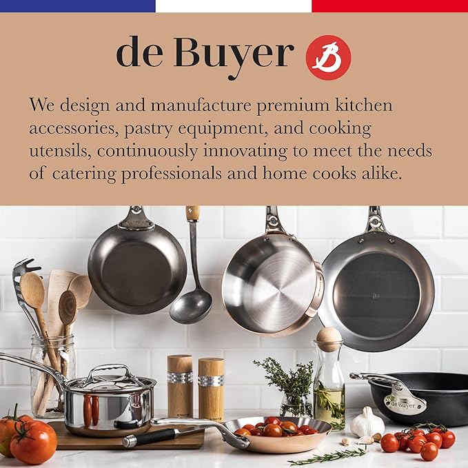 De Buyer MINERAL B Carbon Steel Fry Pan - 10.25” Diameter, 7.3” Cooking Surface - Ideal for Searing, Sauteing & Reheating - PFAS, PFOA & PFOS Free - Made in France