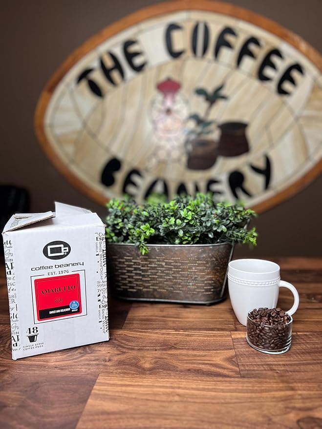 Amaretto Decaf Coffee Pods by Coffee Beanery | 48ct Bulk Medium Roast Arbica Coffee