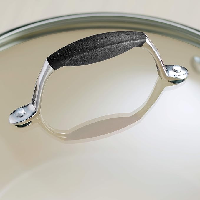 Tramontina Ceramica Deluxe 3-Quart Sauce Pan with Glass Lid, Ceramic Non Stick Saucepan, Oven-Safe, Metallic Black