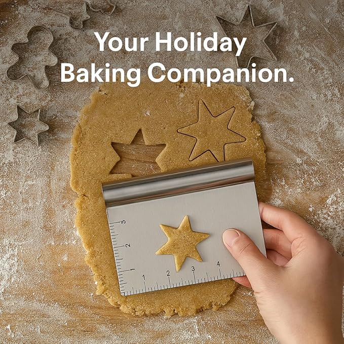 Mrs. Anderson's Baking Pastry Dough Cutter Scraper with Measurements, Stainless Steel