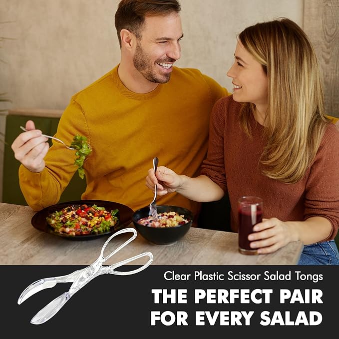 Chef Craft Premium Salad Scissor Tongs, 11.25 inch, Clear