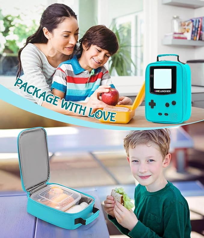 Boy Lunch Box,Kids Lunch Bag Insulated Leather Game Lunch Box for School Thermal Meal Cooler Lunch Boxes for Boy Girl Kid Toddler Teen