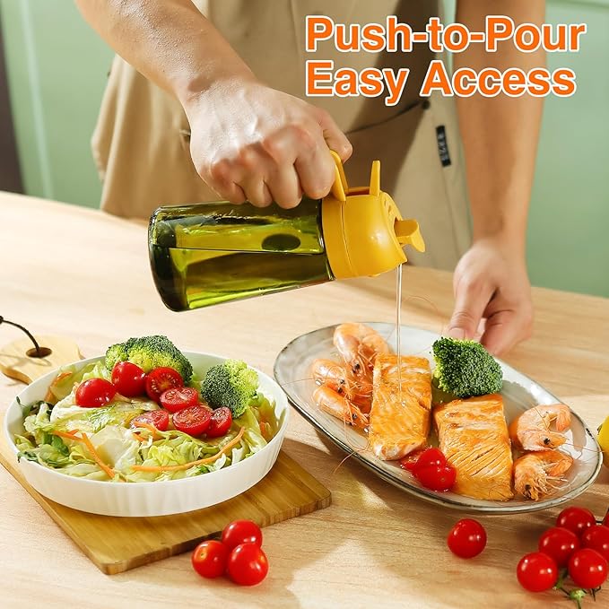 Oil Sprayer for Cooking, 2 In 1 Oil Dispenser and Oil Sprayer (Orange+Dark Green)