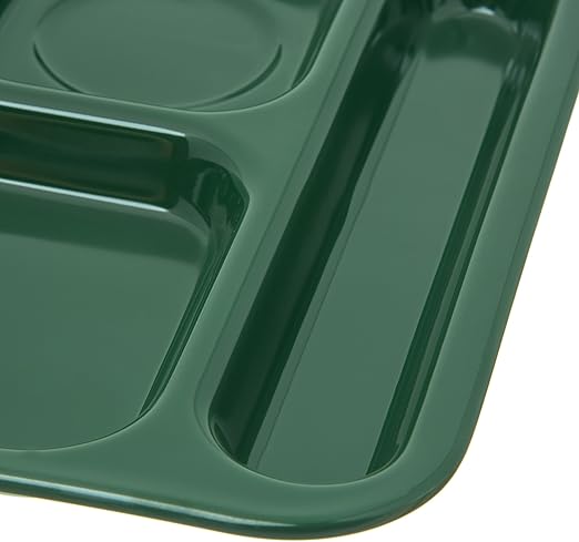 Carlisle FoodService Products Right Hand 6-Compartment Melamine Tray 14.5" x 10" - Forest Green, Length: 14.5