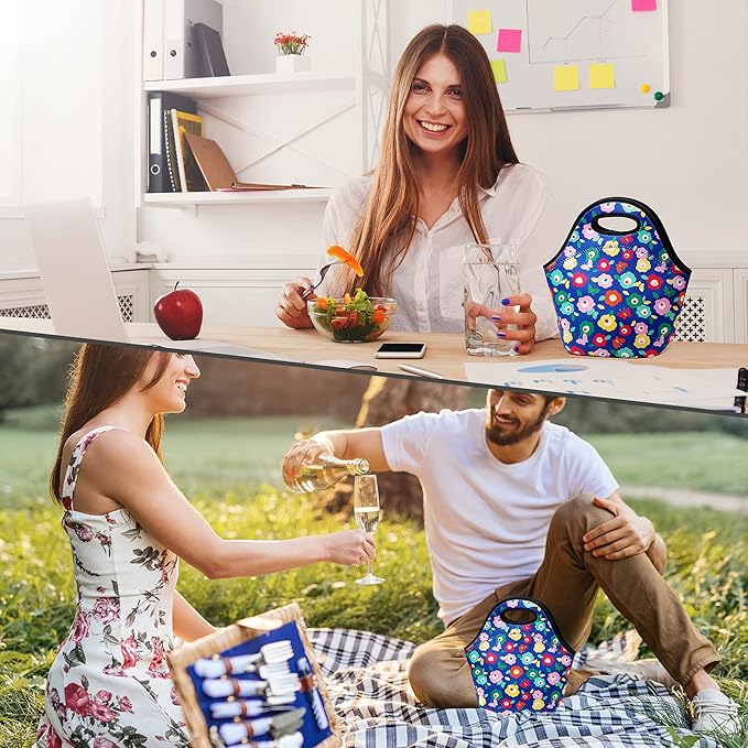 Neoprene Lunch Bag for Women Insulated Lunch Tote Bags Washable Lunch Container Box for Work Picnic Lightweight Meal Prep Bags for Men