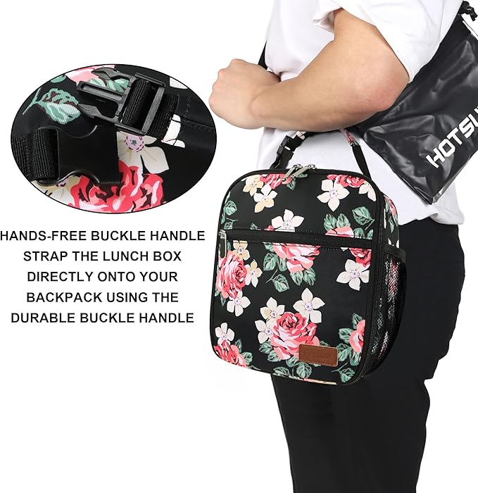Femuar Lunch Box for Men Women Adults Small Lunch Bag for Office Work Picnic - Reusable Portable Lunchbox, Penoy Flower
