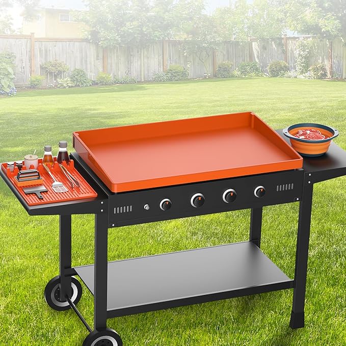 Silicone Griddle Cover Set for Blackstone 36" with 16" Blackstone Griddle Accessories, Cleaning Brush | Heavy Duty Food-Grade Grill Mats Accessories | All Season Protection from Dirt Rust