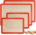 Silicone Baking Mats Set of 4, Non Stick Reusable Silicone Liners for 11" x17" Half Sheet and 8" x 12" Quarter Sheet for Baking Macaron/Cookie/Bread/Pastry