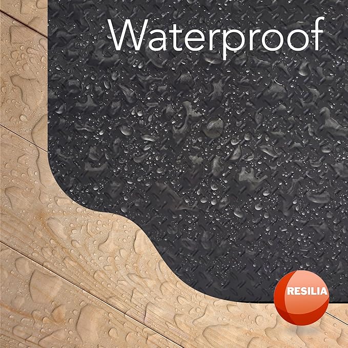 RESILIA Large Under Grill Mat – Heavy Duty, Outdoor Floor Protector Mats for Deck, Patio, & Garage – 72 Inch x 48 Inch with 12 Inch Splatter Protection Lip, Beige/Tan Orange Peel, Made in The USA