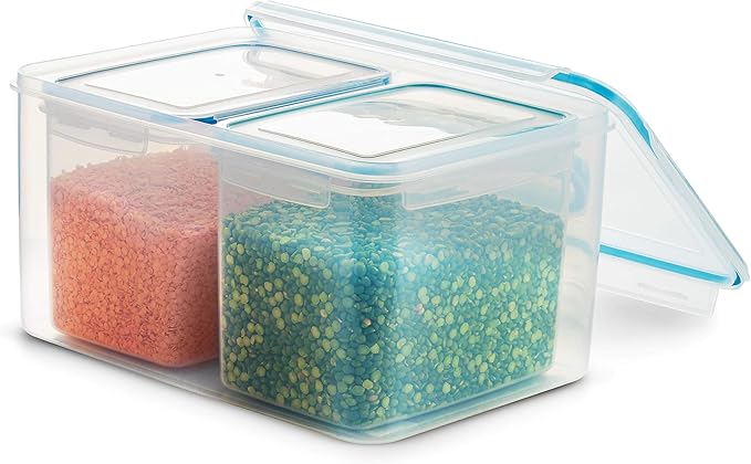 Komax Biokips Extra Large Rice Container – Airtight Food Storage Containers for Rice, Baking Supplies, or Dry Food – 48.6 Cups Rice Dispenser w/Handle + 2 Nestable 15.2 Cups Food Containers (3-Pack)