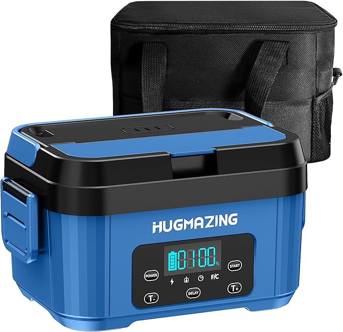 Cordless Electric Lunch Box – Rechargeable Self-Heating Food Warmer with 1100ML SS Container, Battery-Powered Heated Lunch Box, Perfect for Travel, Office Meals for Adults, Men & Women