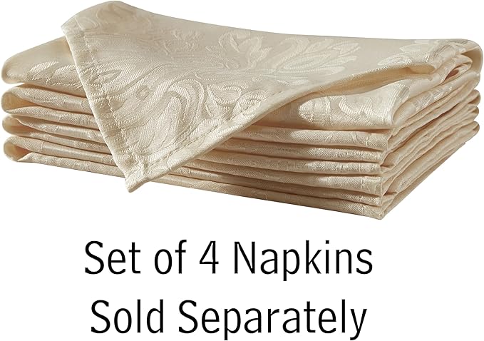 Newbridge Barcelona Luxury Damask Fabric Tablecloth, 70” x 70”, Square, Golden Beige, 100% Polyester, No Iron, Soil Resistant Dining Room, Party and Banquet Table Cover