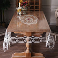 Clear Table Cover Protector Plastic Vinyl Table Cloth with White Lace Pattern Oil Spill Proof Plastic Tablecloths for Dining Tables Parties Holidays (French Lace, 60 x 84 Inches)