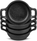 4 Pcs Small Cast Iron Skillets Set - Mini 4 x 1.2 Inches Skillet Ramekins With Handle - Black Serving Dishes Round Pan Oven Safe Cookware for Kitchen Picnic