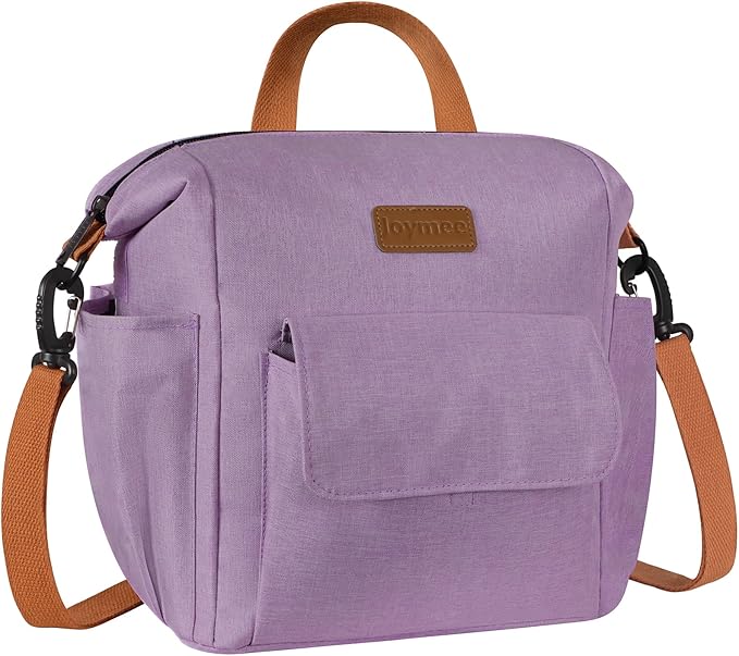 Joymee Lunch Bag Women Insulated Lunch Box Reusable Leakproof Large Spacious Cooler Tote for Women Men Adult with Bottle Holder and Side Pockets for Work Office Travel Picnic -08 Purple