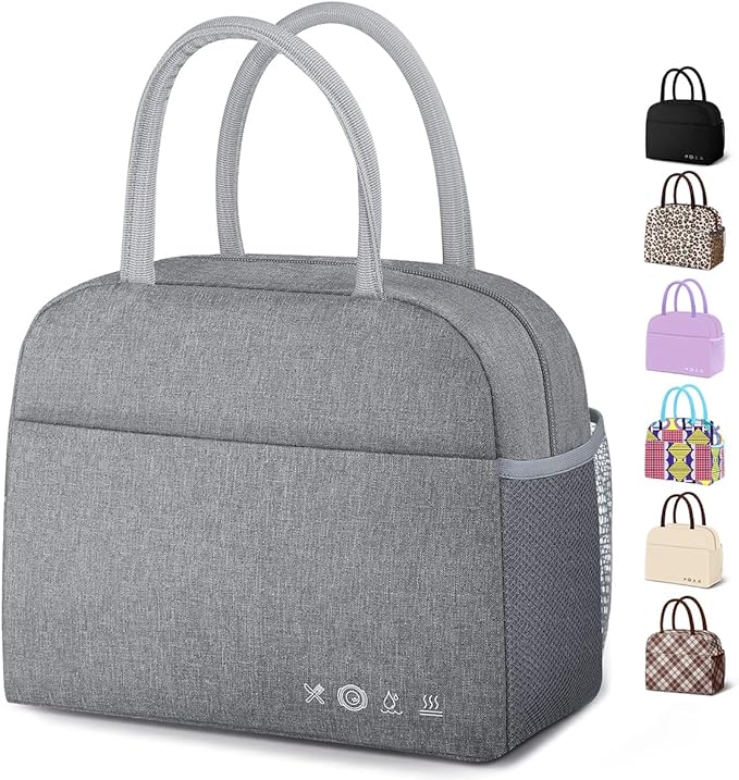 DALINDA Lunch Bag Lunch Box for Women Men Reusable Insulated Cooler Lunch Tote Bags, Leakproof Cute LunchBag Large Capacity for Work Travel Picnic,Grey