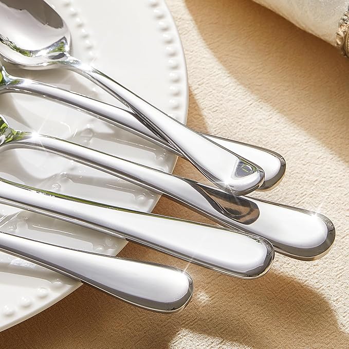 KINGSTONE 20 Pieces Silverware Set for 4, Premium Stainless Steel Flatware Set, Heavy Duty and Modern Design Cutlery Set, Mirror Polished, Dishwasher Safe