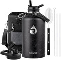 128oz Insulated Water Bottle, Triple Wall Vacuum Stainless Steel Water Bottles - Keeps Cold 48H, Reusable One Gallon Flask Jug for Gym, Sports, Camping, Hiking,Travel, Starry Sky-Black