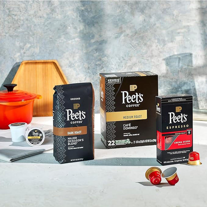 Peet's Coffee, Dark Roast Keurig K-Cup Pods - Major Dickason's Blend 88 Count (4 Boxes of 22 K-Cup Pods)