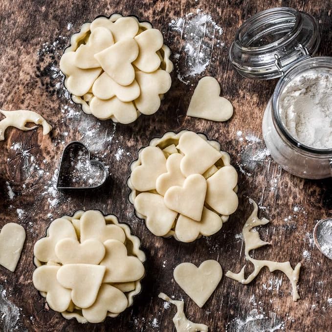 Ultra Cuisine Mini Cookie Cutter Shapes Set - 24 Small Molds To Cut Out Pastry Dough Pie Crust & Fruit - 304 Durable Stainless Steel Cutters - Cut Tiny Heart Shapes - Bake Like A Pro For A Lifetime