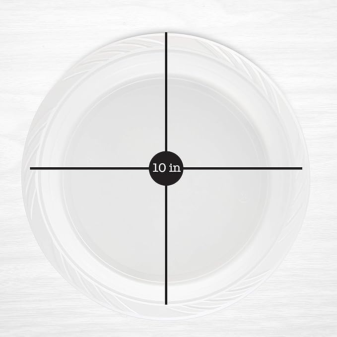 PLASTICPRO 100 Count Disposable 10 Inch White Plastic Dinner Plates Extra Large