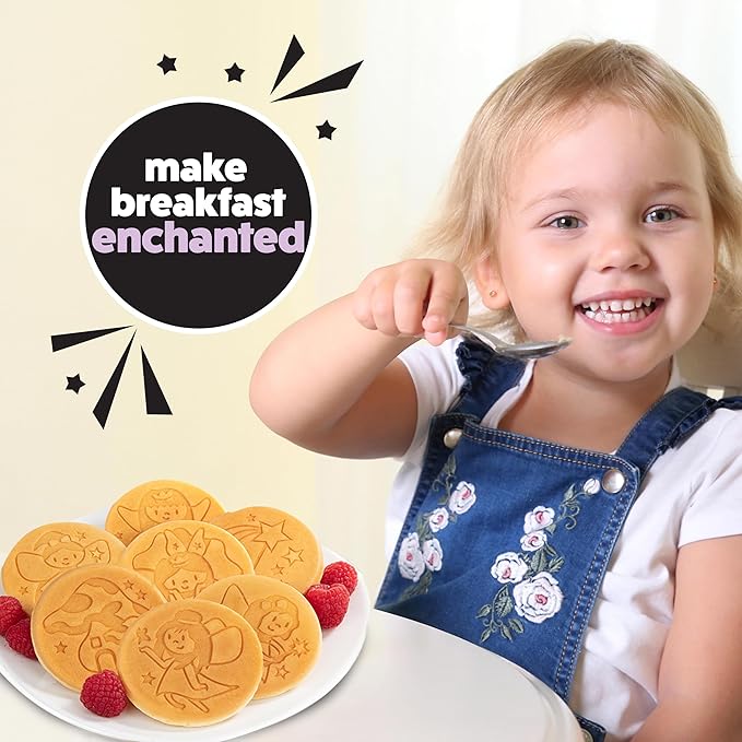 Fairy Friends Mini Pancake Pan - Make 7 Unique Flapjacks - Nonstick Griddle for Breakfast Princess Magic & Quick Easy Cleanup - Adorable and Bite Sized, Xmas Gift for Kids and Adults, Boys or Girls