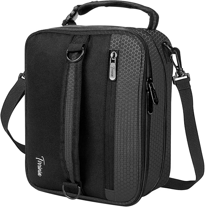 Tirrinia Expandable Insulated Lunch Bag for Men Women – Leakproof Reusable Cooler LunchBox for Kids & Adults with Shoulder Strap, Perfect for Work, School, Office, Travel,Black