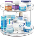 2 Tier Lazy Susan, 10.6 Inch Clear Makeup & Skincare Organizer, Bathroom Countertop Perfume Organizer