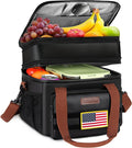 Tactical Lunch Box for Men- Large Insulated Lunch Bag-Expandable Adult Lunch Box with Adjustable Shoulder Strap-Large Lunch Tote Bag for Work Camping Fishing (Black-Leather)