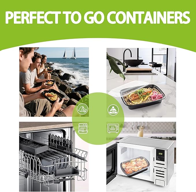 POPMISOLER 150 Pack Stackable Meal Prep Bowl Containers, 28oz Thick Food Storage Containers with Lids, Reusable Plastic,Disposable Bento Box,Stackable,Microwave/Freezer/Dishwasher Safe