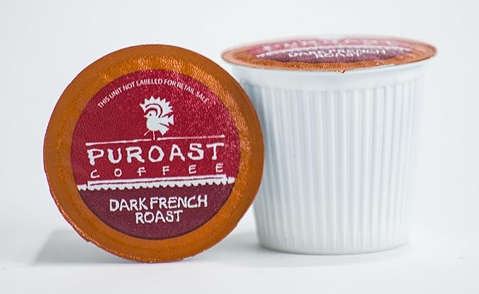 Puroast Low Acid Coffee | French Roast Single Serve Pods | Dark Roast | High Antioxidants & High pH |No Bitter Aftertaste | Reduced Heartburn & GERD Friendly | 12 Count - Compatible with Keurig Brewer