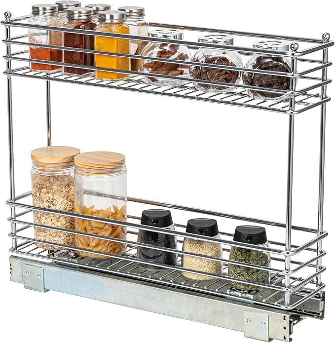 Household Essentials Chrome 2-Tier Sliding Cabinet Organizer, 5"