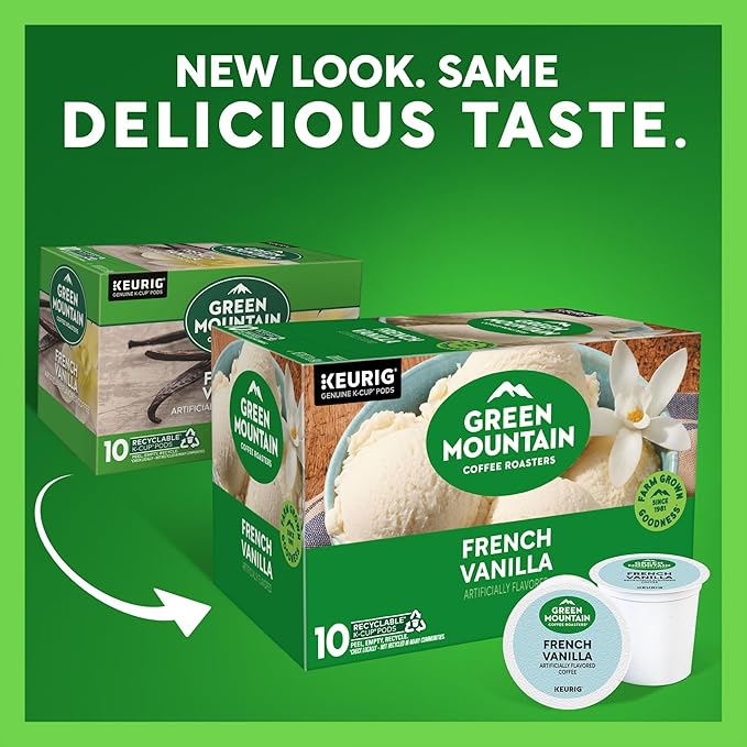 Green Mountain Coffee Roasters French Vanilla Keurig Single-Serve K-Cup pods, Light Roast Coffee, 60 Count (6 Packs of 10)