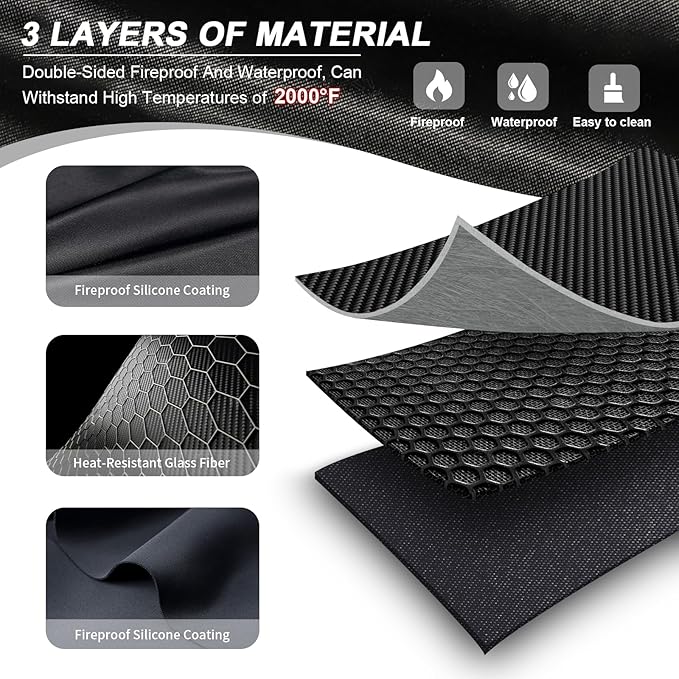 Large 70 X 48 Inch Under Grill Mats for Outdoor Grill,Double-Sided Fireproof Grill Pad, Waterproof/Oil-proof,BBQ Mat for Protector Deck and Patio,Griddle Accessories Compatible With Blackstone