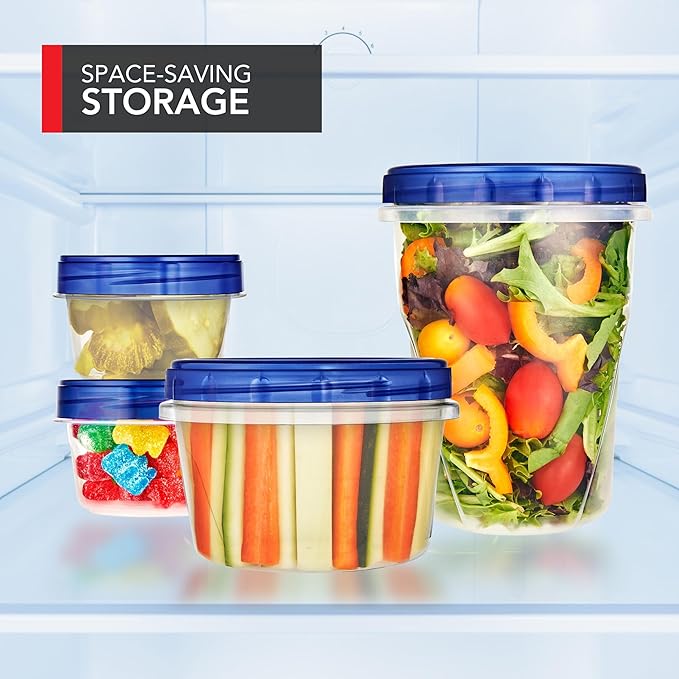 Stock Your Home 32oz Plastic Containers with Twist Top Lids (6 Pack), Quart Freezer Containers with Lids for Leftover Food, Airtight Reusable Soup Containers, Microwave and Dishwasher Safe