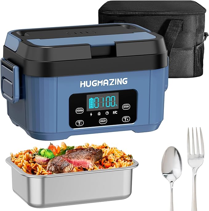 Cordless Electric Lunch Box for Adults, Men & Women – Rechargeable Self-Heating Food Warmer with 1100ML SS Container, Battery-Powered Heated Lunch Box, Perfect for Work and Travel Use