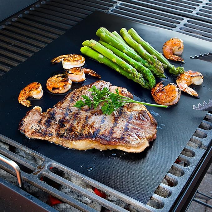 Grill Mats for Outdoor Grill, (10 pcs) Non Stick BBQ Grill Mat Grilling Mat, BBQ Grilling Accessories, Heavy Duty, Reusable and Easy to Clean, Grill Sheets for Gas Charcoal and Electric BBQ