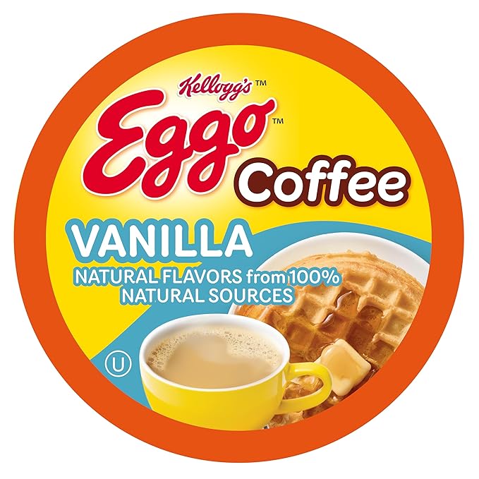 Eggo Beverages Vanilla Waffle Flavored Coffee Pods for Keurig K Cup Brewers, Fair Trade Certified, 40 Count – Smooth and Creamy Vanilla