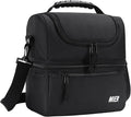 MIER Adult Lunch Box Insulated Lunch Bag Large Cooler Tote Bag for Men, Women, Double Deck Cooler(Black Large)