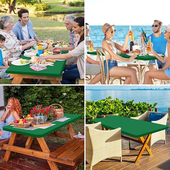 homing Rectangle Table Cloth Cover, Waterproof Polyester Elastic Fitted Tablecloth, Fits for 5 Foot Folding Tables, Washable Table Protector for Christmas, Holiday, Party (Hunter Green, 30" x 60")