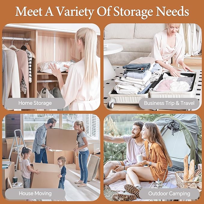 Vacuum Seal Bags for Clothing, 16 Pack Vacuum Storage Bags with Rechargeable Cordless Air Pump(4J+4L+4M+4S), Space Saver Bags for Clothes Blanket Duvets Pillows Comforters Travel