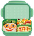 Wheat Straw Adult Lunch Box, Leakproof Bento Box for Kids, BPA-Free Microwave Safe Lunch Containers with 3 Compartments (Green, 5.5 cup)